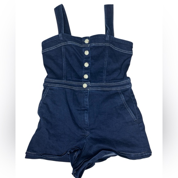 Maeve The Portside Button-Front Romper: Denim Edition 14 - Picture 3 of 10
